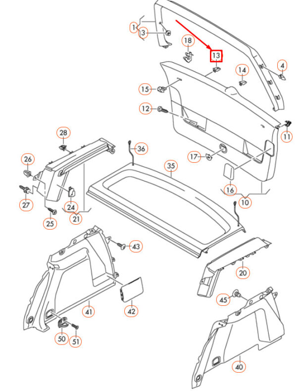 1J6867276 - VOLKSWAGEN GOLF 5G MK7 REAR LID TRIM CLIP 1J6867276 NEW GENUINE