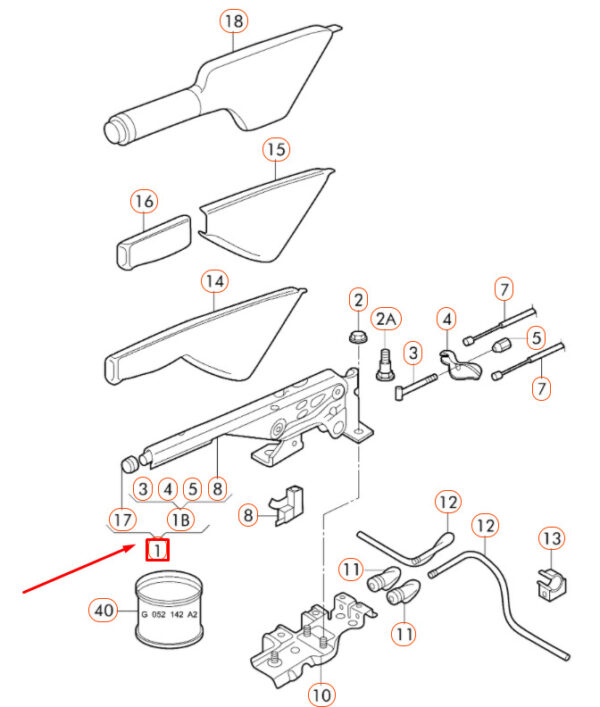 1JM711303B2ZZ - NEW VOLKSWAGEN BEETLE 9C BRAKE LEVER 1JM711303B2ZZ ORIGINAL