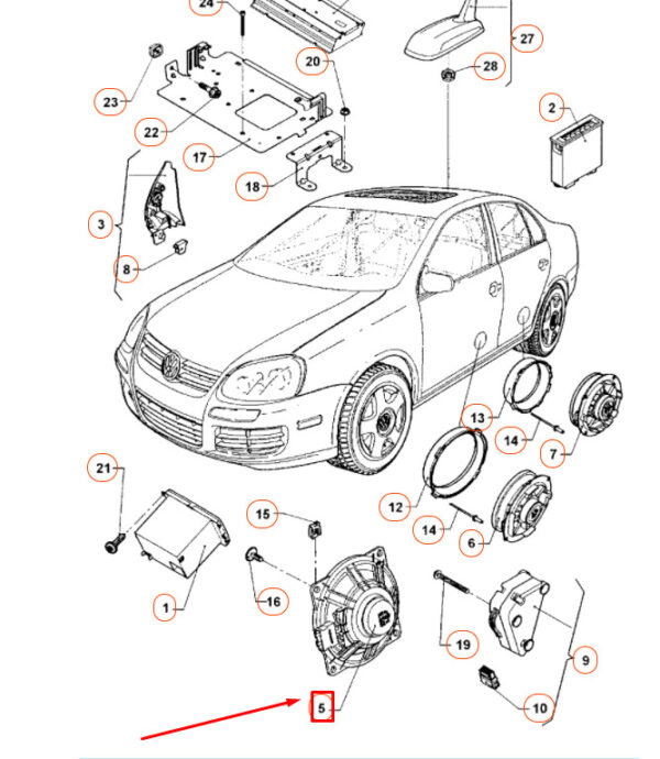 1K0035415 - NEW VW JETTA A5 FRONT MID TONE/TREBLE LOUDSPEAKER 1K0035415 ORIGINAL