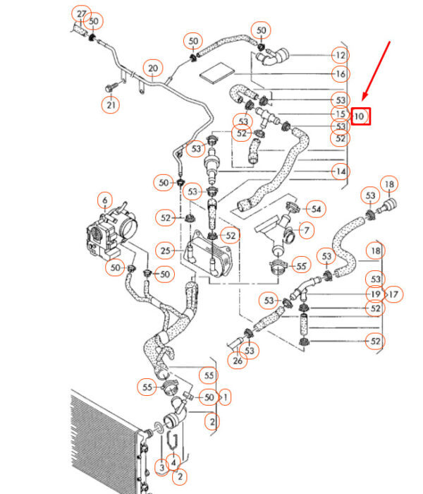 1K0122157EN - NEW VOLKSWAGEN BEETLE A5 ENGINE COOLANT FEED HOSE 1K0122157EN ORIGINAL