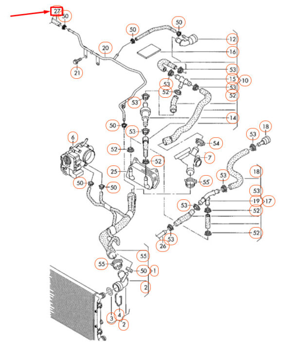 1K0122447AG - NEW VOLKSWAGEN BEETLE A5 COOLANT RESERVOIR HOSE 1K0122447AG ORIGINAL