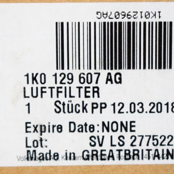 1K0129607AG - Volkswagen Golf MK7 5G air filter box 1K0129607AG GENUINE NEW