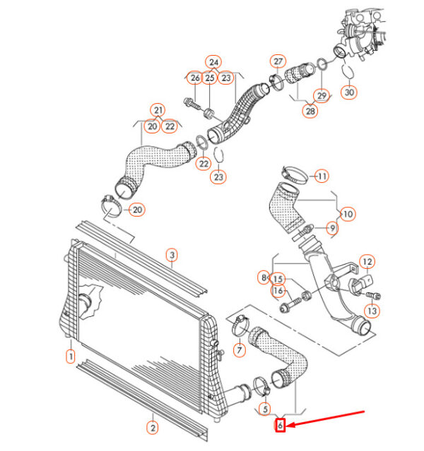 1K0145834AJ - NEW VOLKSWAGEN BEETLE A5 CHARGE AIR COOLER PRESSURE HOSE 1K0145834AJ ORIGINAL