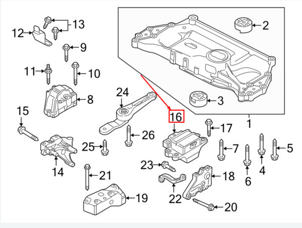 1K0199555CD - NEW VW BEETLE 5C LEFT ENGINE MOUNT 1K0199555CD ORIGINAL
