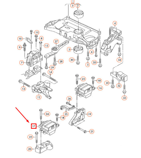 1K0199555CG - NEW VW BEETLE A5 LEFT TRANSMISSION SUPPORT 1K0199555CG ORIGINAL