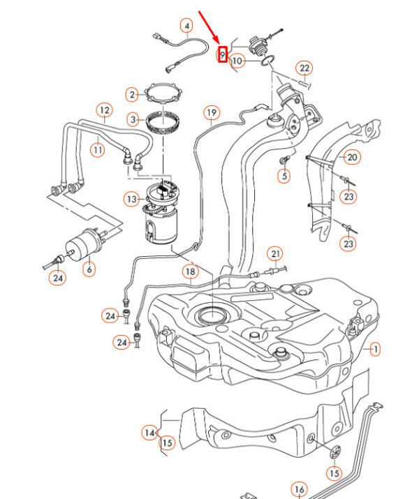 1K0201550AJ - New Genuine VW Golf Jetta Gas Tank Fill Cap With Retaining Strap 1K0201550AJ
