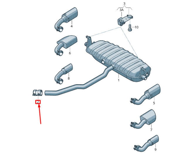 1K0253141AF - NEW VW TOUAREG 7P MK2 REAR SILENCER DUAL CLIP 1K0253141AF