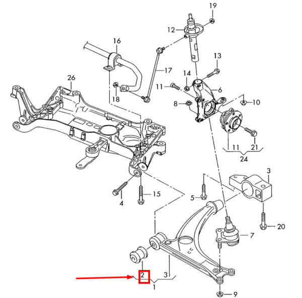 1K0407182F - NEW VOLKSWAGEN PASSAT B7 FRONT CONTROL ARM UNDERBODY 1K0407182F ORIGINAL