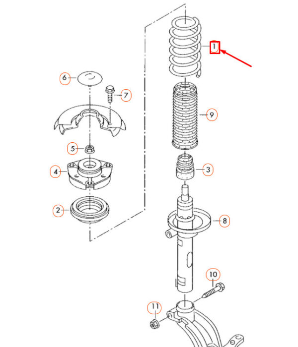 1K0411105CG - NEW VOLKSWAGEN GOLF 5 FRONT SCREW SPRING 1K0411105CG ORIGINAL