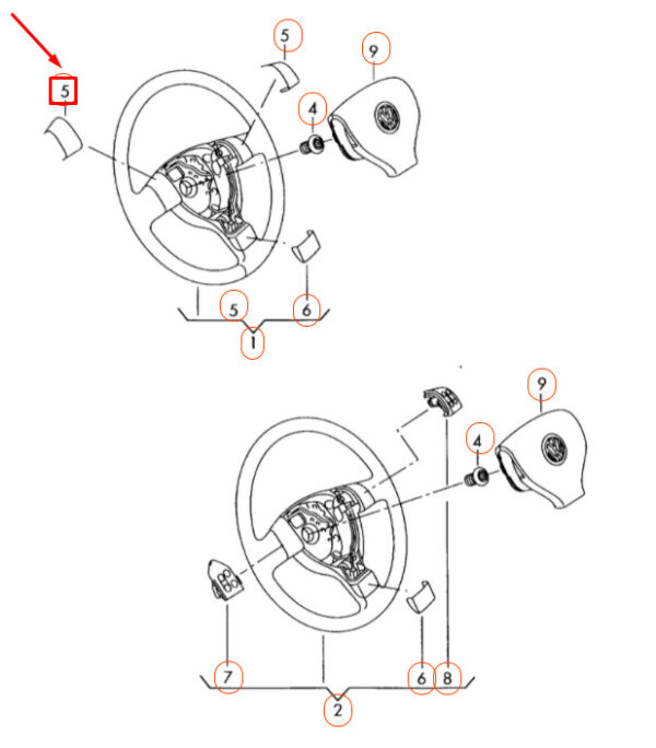 1K04986851QB - NEW VOLKSWAGEN GOLF 5K MK6 STEERING WHEEL TRIM SET 1K04986851QB ORIGINAL