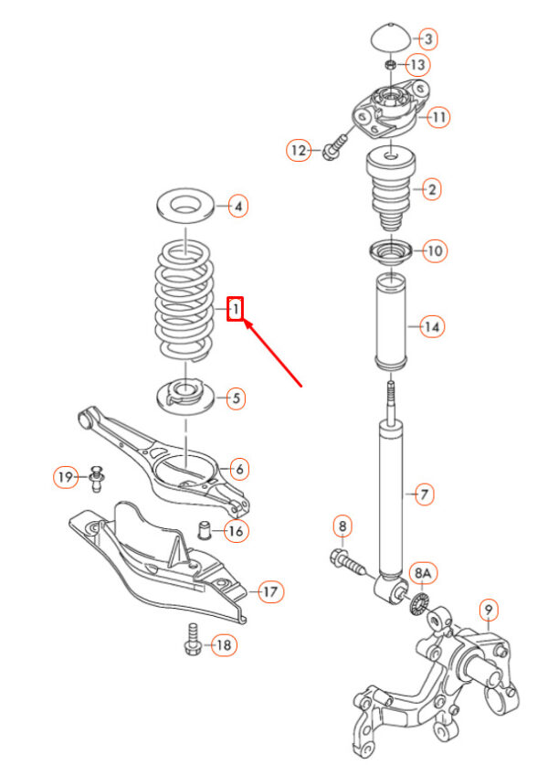 1K0511115BD - NEW VOLKSWAGEN GOLF 5K MK6 REAR AXLE COIL SPRING 1K0511115BD ORIGINAL