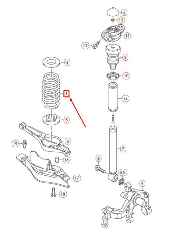 1K0511115CK - NEW VOLKSWAGEN GOLF 5K MK6 REAR AXLE COIL SPRING 1K0511115CK ORIGINAL