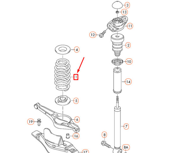 1K0511115CR - NEW VOLKSWAGEN TOURAN 1T REAR COIL SPRING 1K0511115CR ORIGINAL