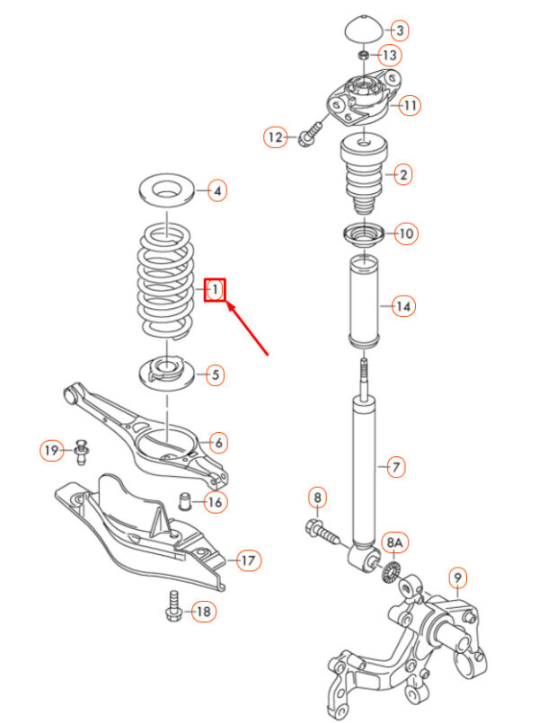 1K0511115CT - NEW VOLKSWAGEN GOLF 5K MK6 REAR AXLE COIL SPRING 1K0511115CT ORIGINAL