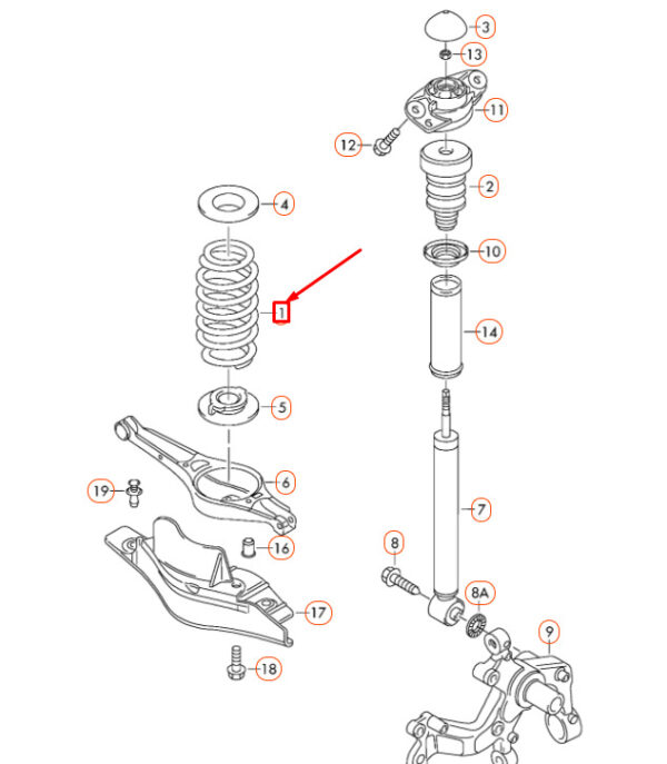 1K0511115HS - NEW VOLKSWAGEN GOLF MK6 REAR COIL SPRING 1K0511115HS ORIGINAL