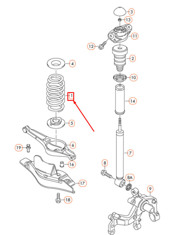 1K0511115JQ - NEW VOLKSWAGEN GOLF 5K MK6 REAR AXLE COIL SPRING 1K0511115JQ ORIGINAL