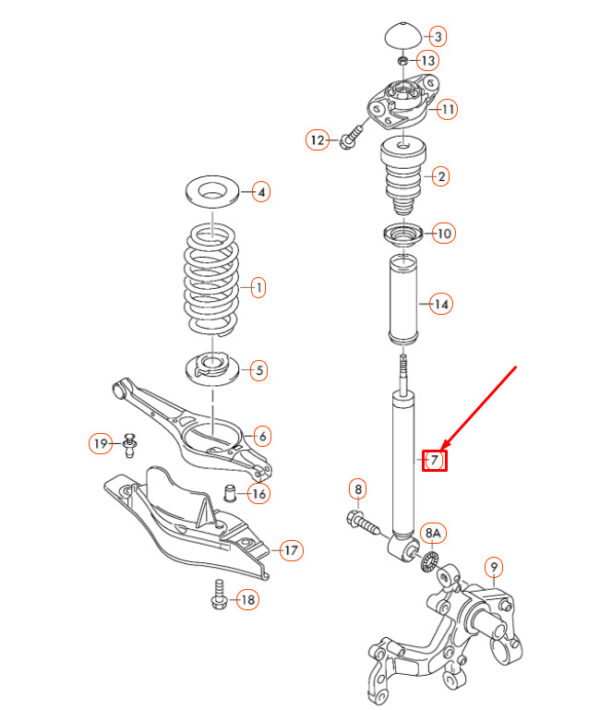 1K0513029FA - NEW VOLKSWAGEN GOLF 5 REAR GAS SHOCK ABSORBER 1K0513029FA GENUINE