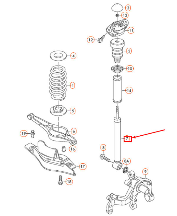 1K0513029MR - NEW VOLSKWAGEN GOLF MK6 REAR GAS SHOCK ABSORBER 1K0513029MR