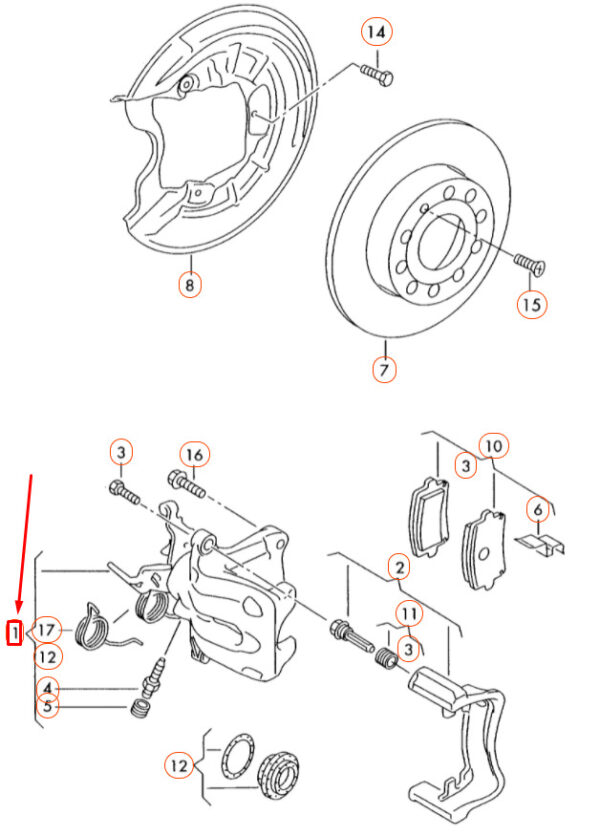 1K0615423Q - VOLKSWAGEN JETTA A6 MK6 brake caliper rear left 1K0615423Q NEW ORIGINAL