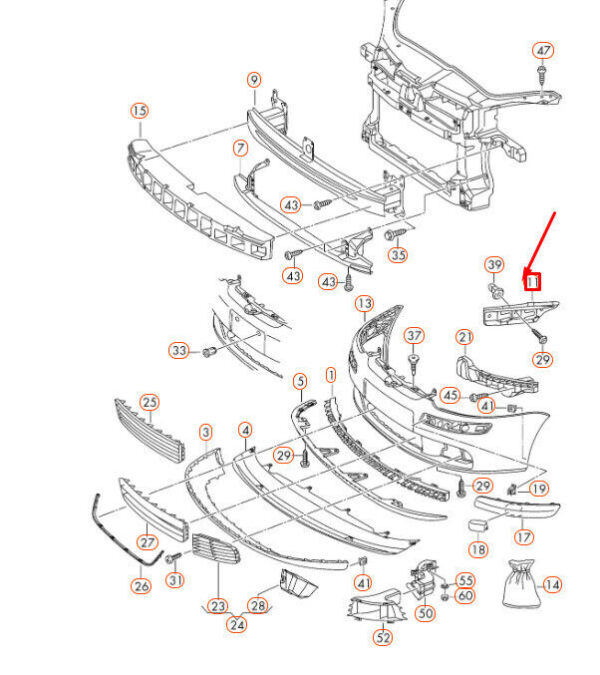 1K0807183 - OEM VOLKSWAGEN GOLF MK5 FRONT BUMPER LEFT GUIDE PROFILE 1K0807183 GENUINE