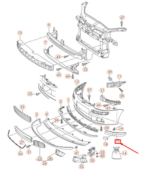 1K0807718BGRU - NEW VOLKSWAGEN GOLF 1K MK5 FRONT RIGHT BUMPER MOLDING TRIM 1K0807718BGRU