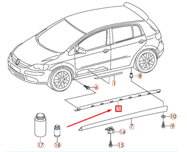 1K0853543B - NEW VOLKSWAGEN GOLF MK6 LEFT SIDE SILL PANEL RETAINING STRIP 1K0853543B ORIGINAL