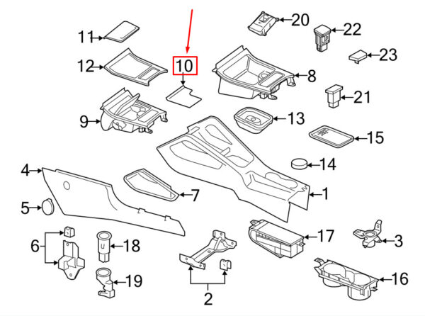 1K0863330 - VW EOS 1F front console storage tray insert 1K08633309B9 NEW ORIGINAL