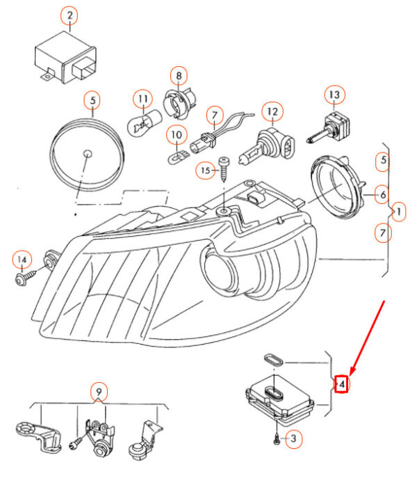 1K0941329 - NEW VOLKSWAGEN TOURAN 1T MK1 FRONT HEADLIGHT POWER MODULE 1K0941329 ORIGINAL