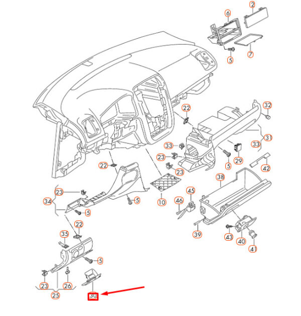 1K1857919F - NEW VOLKSWAGEN EOS DASHBOARD LEFT STOWAGE COMPARTMENT LHD 1K1857919F71N OEM