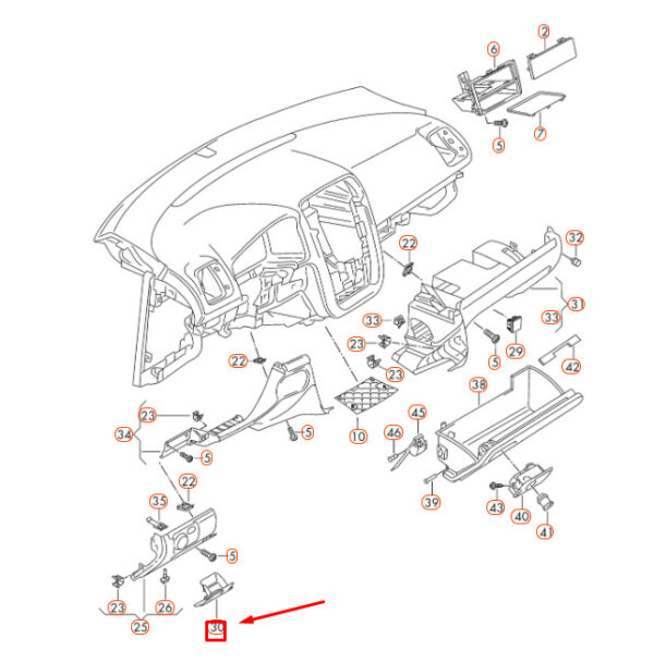 1K1857919F95T - NEW VW EOS INSTRUMENT PANEL LEFT STOWAGE COMPARTMENT LHD 1K1857919F95T