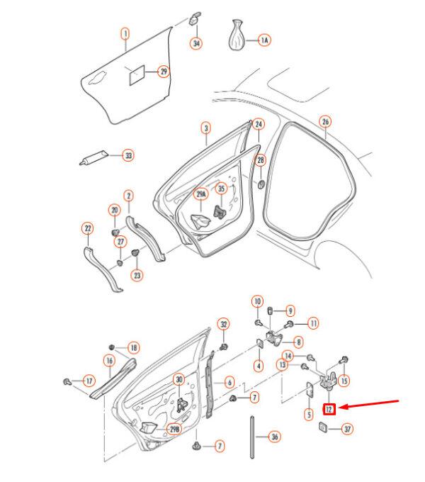 1K4833411Q - NEW VOLKSWAGEN JETTA A5 REAR LEFT DOOR LOWER HINGE 1K4833411Q ORIGINAL