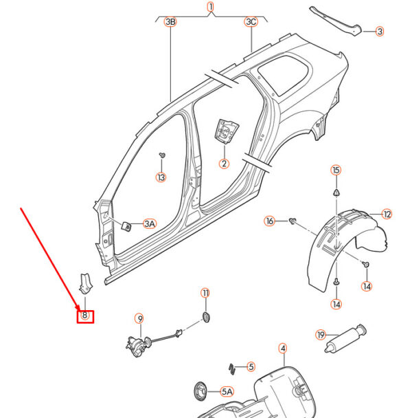 1K5810416A - NEW VW GOLF MK6 FRONT RIGHT FILLER PLATE FOR SIDE MEMBER 1K5810416A OEM