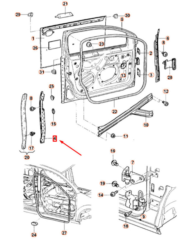 1K5831299J - NEW VOLKSWAGEN JETTA A5 FRONT LEFT DOOR REAR RETAINING RAIL 1K5831299J ORIGINAL