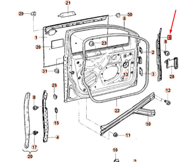 1K5831307J - OEM VW JETTA A5 FRONT LEFT FORWARD DOOR SEAL RETAINING RAIL 1K5831307J GENUINE