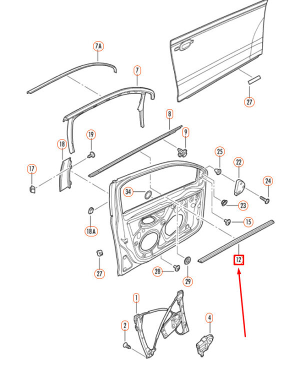 1K5837472D5AP - NEW VW GOLF 5K MK6 FRONT RIGHT INNER WINDOW SEAL TRIM 1K5837472D5AP