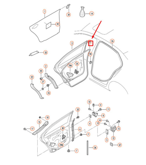 1K5839702B5AP - NEW VOLKSWAGEN JETTA A5 REAR DOOR OUTER SEAL 1K5839702B5AP ORIGINAL