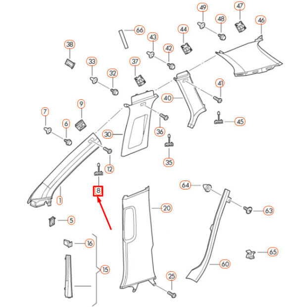 1K5853437Y20 - NEW VOLKSWAGEN GOLF MK5 PILLAR TRIM WITH EMBLEM 1K5853437Y20 ORIGINAL