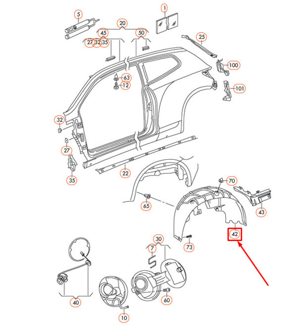 1K8810972E - Volkswagen SCIROCCO MK3 Rear Right Wheel Housing Liner 1K8810972E NEW