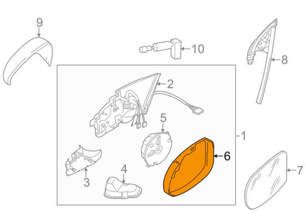 1K8857601A - VW SCIROCCO Left Door Wing Mirror Frame 1K8857601A9B9 NEW GENUINE