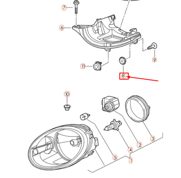 1K8941297 - Volkswagen Beetle A5 Front Headlamp Adapter 1K8941297 NEW GENUINE