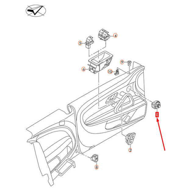 1K8959565CREH - NEW VW SCHIROKKO HEATED EXTERIOR MIRRORS ADJUSTABLE SWITCHES 1K8959565CREH