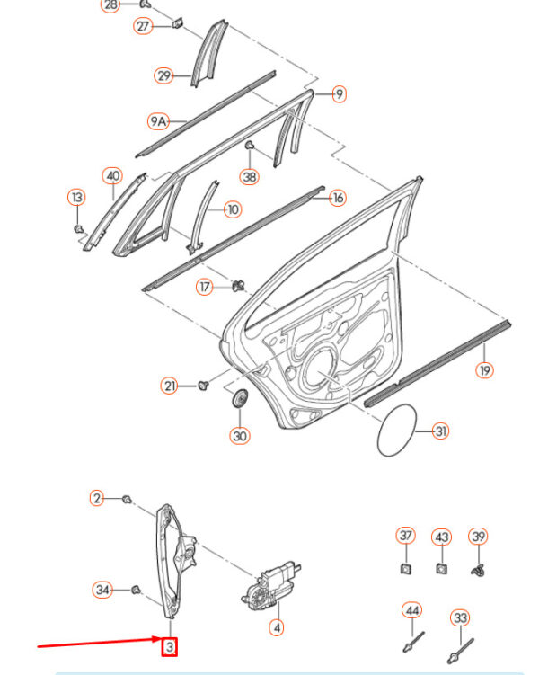 1K9839461A - NEW VOLKSWAGEN GOLF MK5 REAR LEFT DOOR WINDOW REGULATOR 1K9839461A ORIGINAL