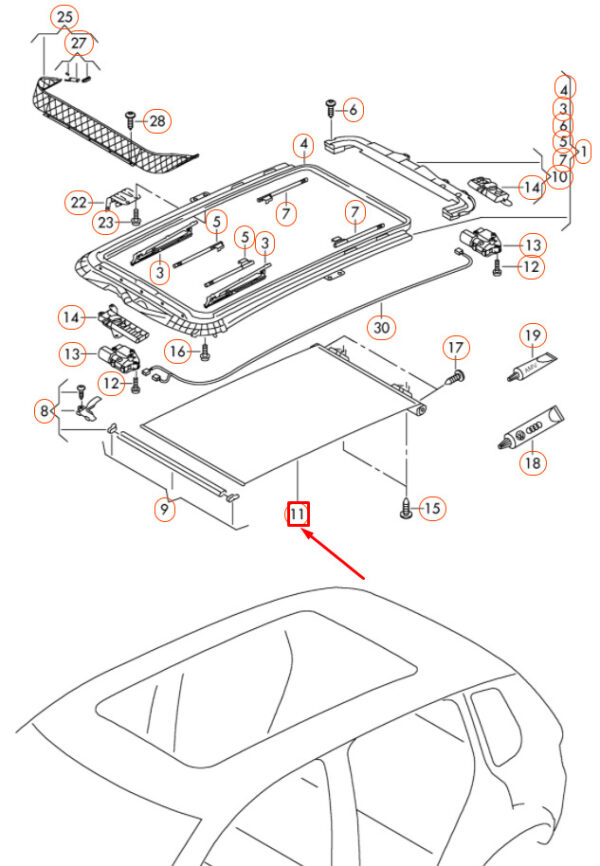 1K9877307D6Z0 - VOLKSWAGEN SHARAN 7N MK2 ROOF ROLLER BLIND 1K9877307D6Z0 NEW GENUINE