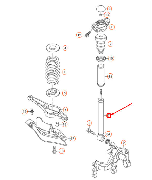 1Q0513029C - NEW VOLKSWAGEN EOS REAR GAS SHOCK ABSORBER 1Q0513029C ORIGINAL