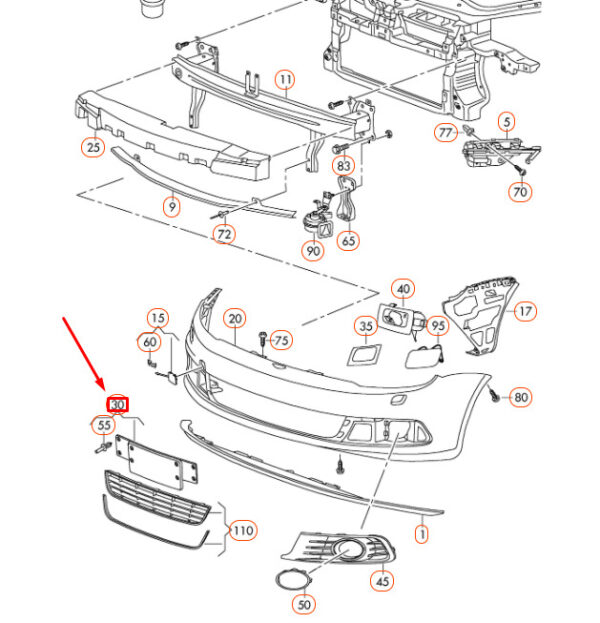 1Q0807285E9B9 - NEW VOLKSWAGEN EOS FRONT BUMPER LICENCE PLATE HOLDER 1Q0807285E9B9 ORIGINAL