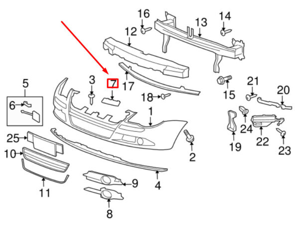 1Q0807833GRU - Volkswagen EOS bumper strip front left 1Q0807833GRU NEW original