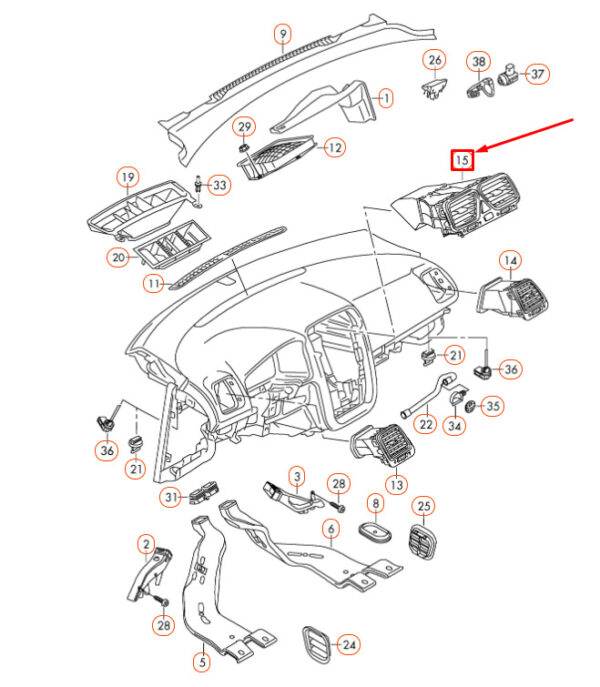 1Q0819728LYHX - OEM VOLKSWAGEN EOS INSTRUMENT PANEL CENTER AIR VENT 1Q0819728LYHX GENUINE