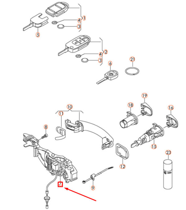 1Q0837886B - OEM VW EOS FRONT RIGHT EXTERIOR DOOR HANDLE MOUNTING BASE 1Q0837886B GENUINE