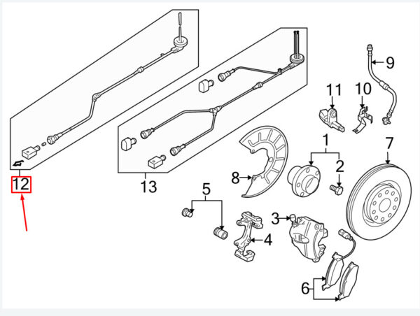 1Q0927903P - NEW VW EOS 1F FRONT LEFT ABS SENSOR WIRING 1Q0927903P ORIGINAL
