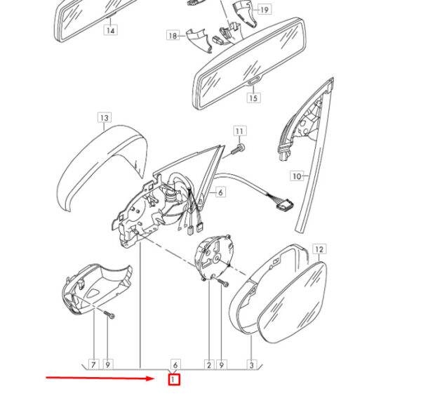 1Q1857507AT9B9 - NEW OEM VW EOS FRONT LEFT DOOR SIDE MIRROR HOUSING LHD 1Q1857507AT9B9 GENUINE